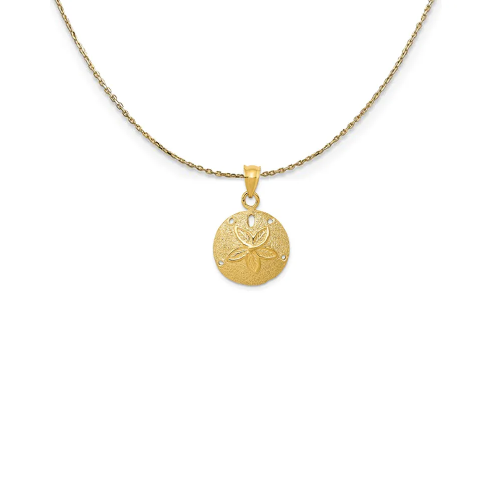 14k Yellow Gold 16mm Laser Cut Sand Dollar Necklace