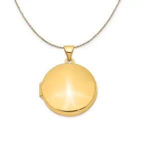 14k Yellow Gold 20mm Round Polished Domed Locket Necklace