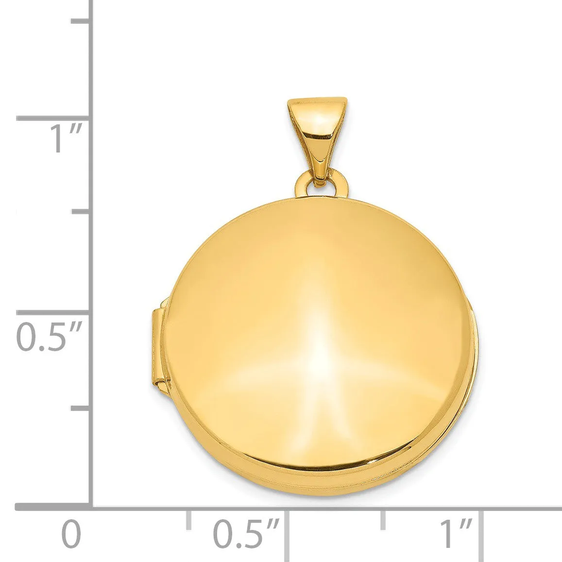 14k Yellow Gold 20mm Round Polished Domed Locket Necklace