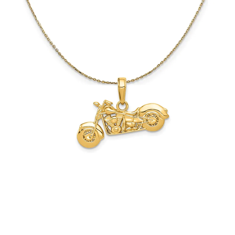 14k Yellow Gold 3D Motorcycle Necklace