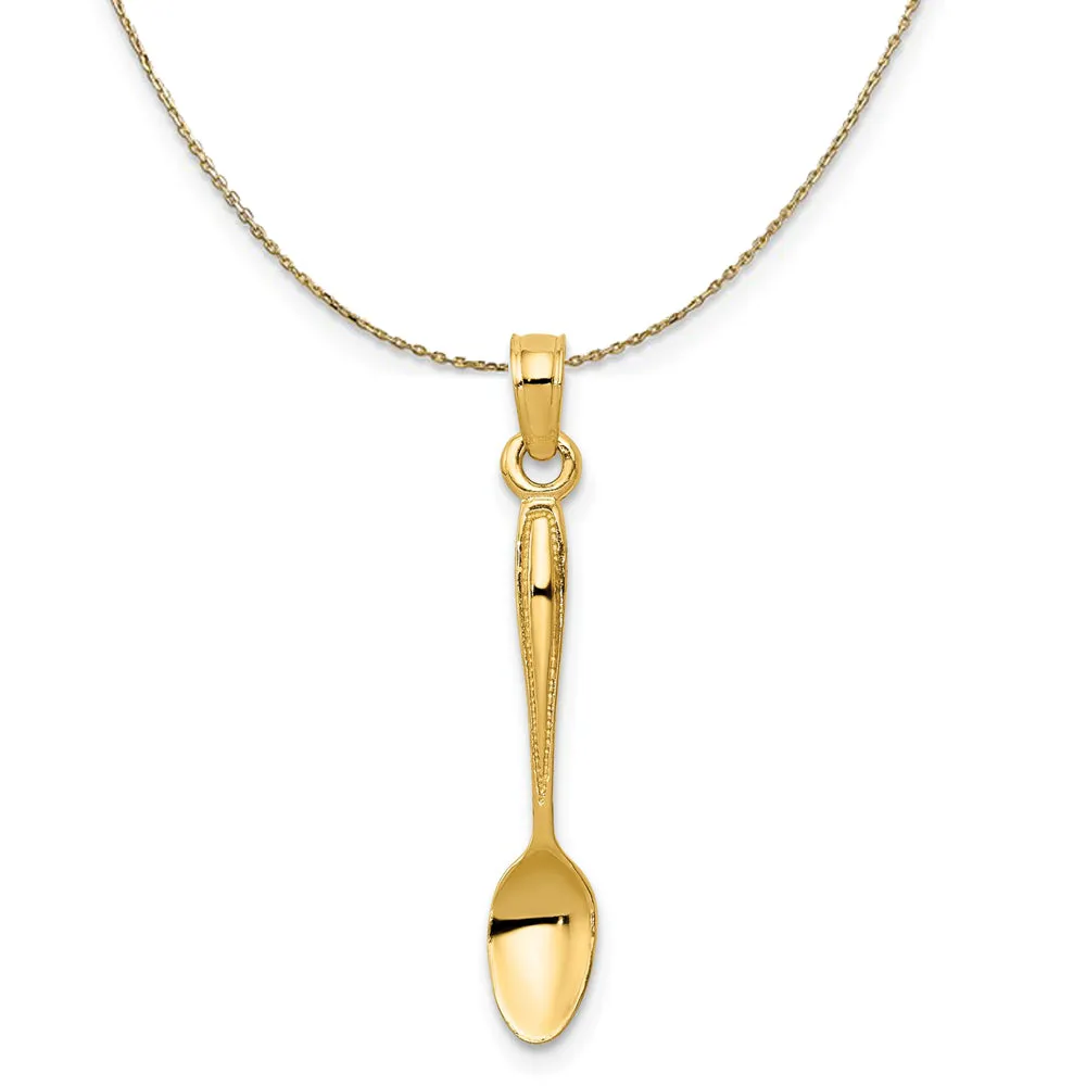 14k Yellow Gold 3D Table Spoon Necklace