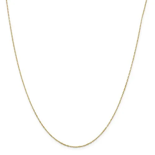 14K Yellow Gold .95 mm Long Open Cable Link Chain Available Sizes 16-20