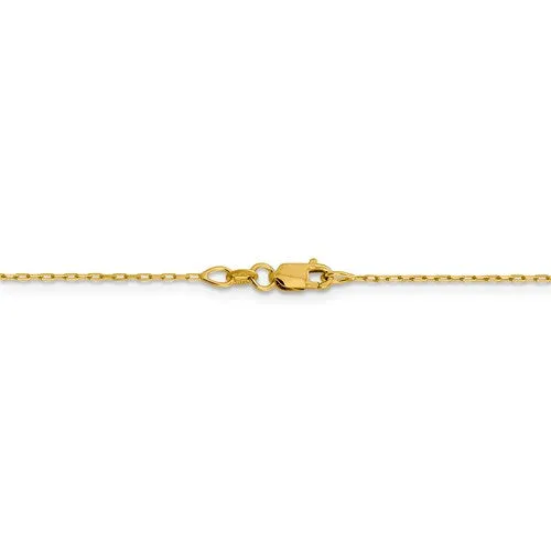 14K Yellow Gold .95 mm Long Open Cable Link Chain Available Sizes 16-20