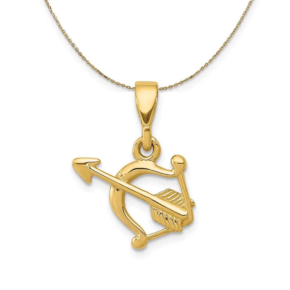 14k Yellow Gold Bow and Arrow Necklace