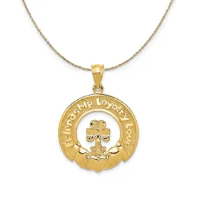 14k Yellow Gold Friendship, Loyalty, Love Claddagh Necklace