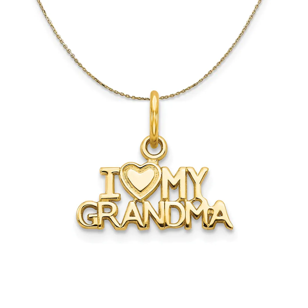 14k Yellow Gold I Love My Grandma Necklace