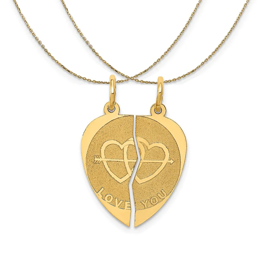 14k Yellow Gold I Love You Set of 2 Charms (17mm) Necklace