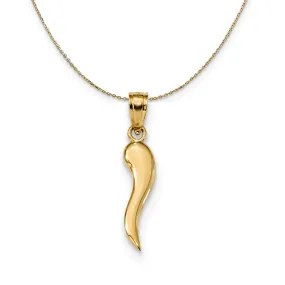 14k Yellow Gold Italian Horn (4.5 x 22mm) Necklace