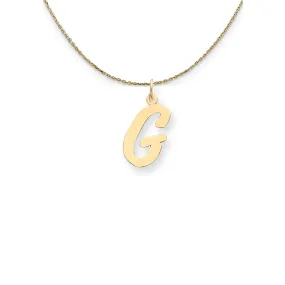 14k Yellow Gold Medium Script Initial G Necklace