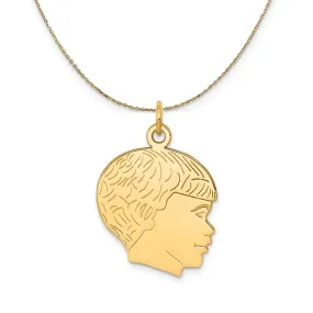 14k Yellow Gold Polished Boys Head Necklace