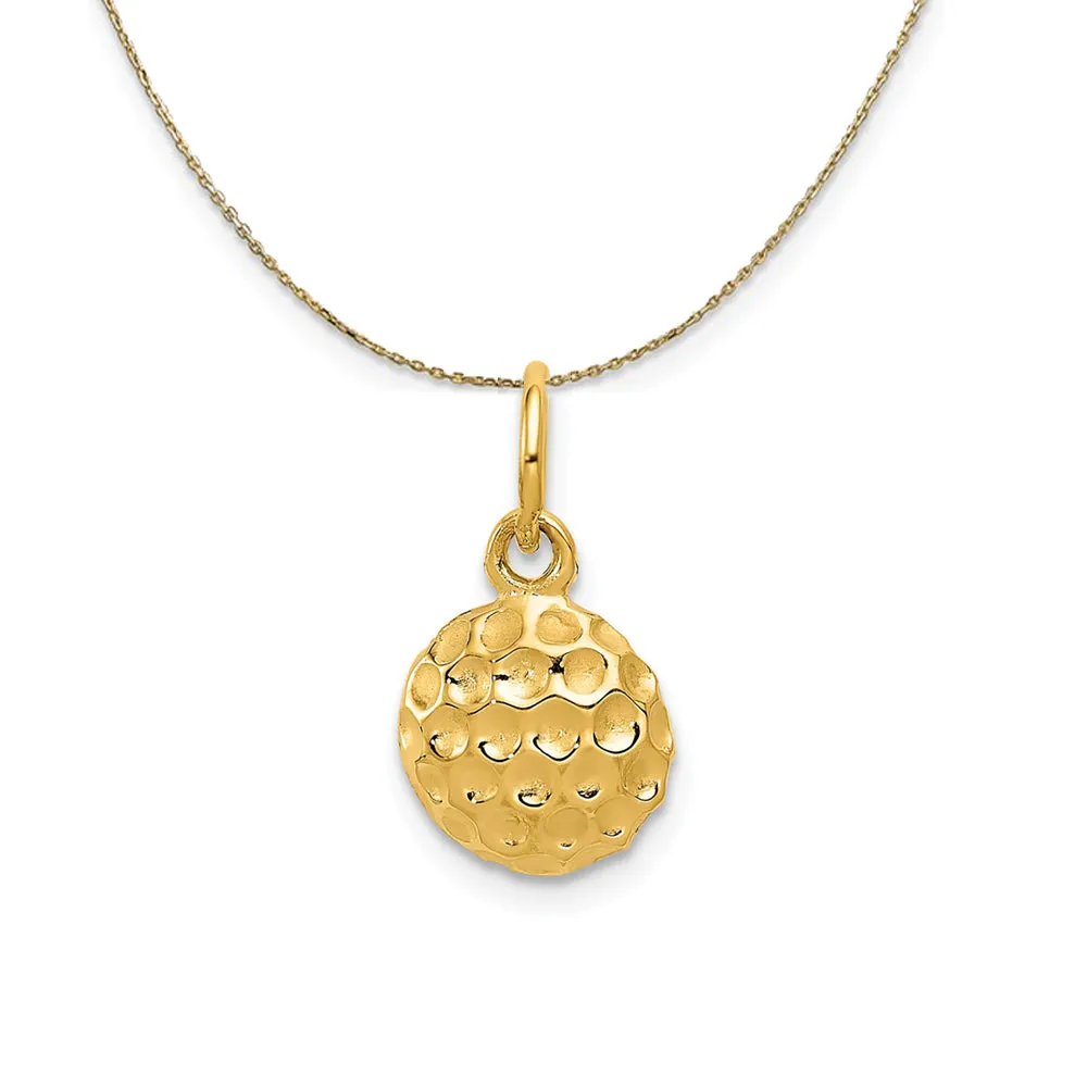 14k Yellow Gold Polished Golf Ball (9mm) Necklace