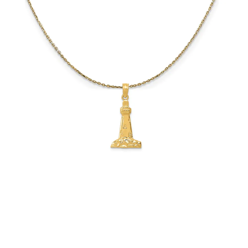 14k Yellow Gold Polished Lighthouse Necklace