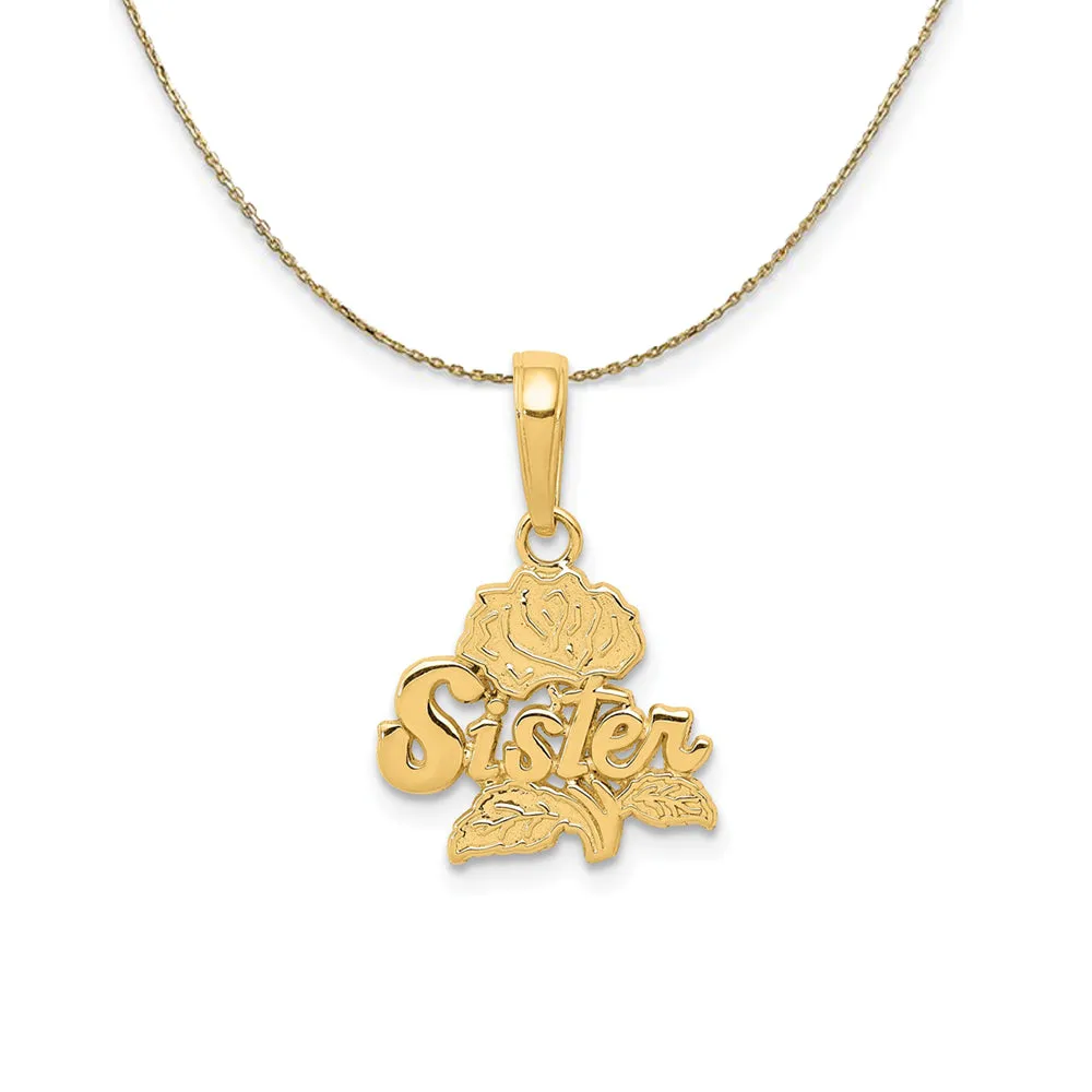 14k Yellow Gold Sister Rose Necklace