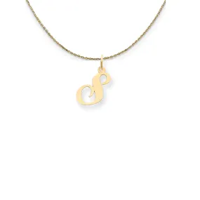 14k Yellow Gold Small Fancy Script Initial S Necklace