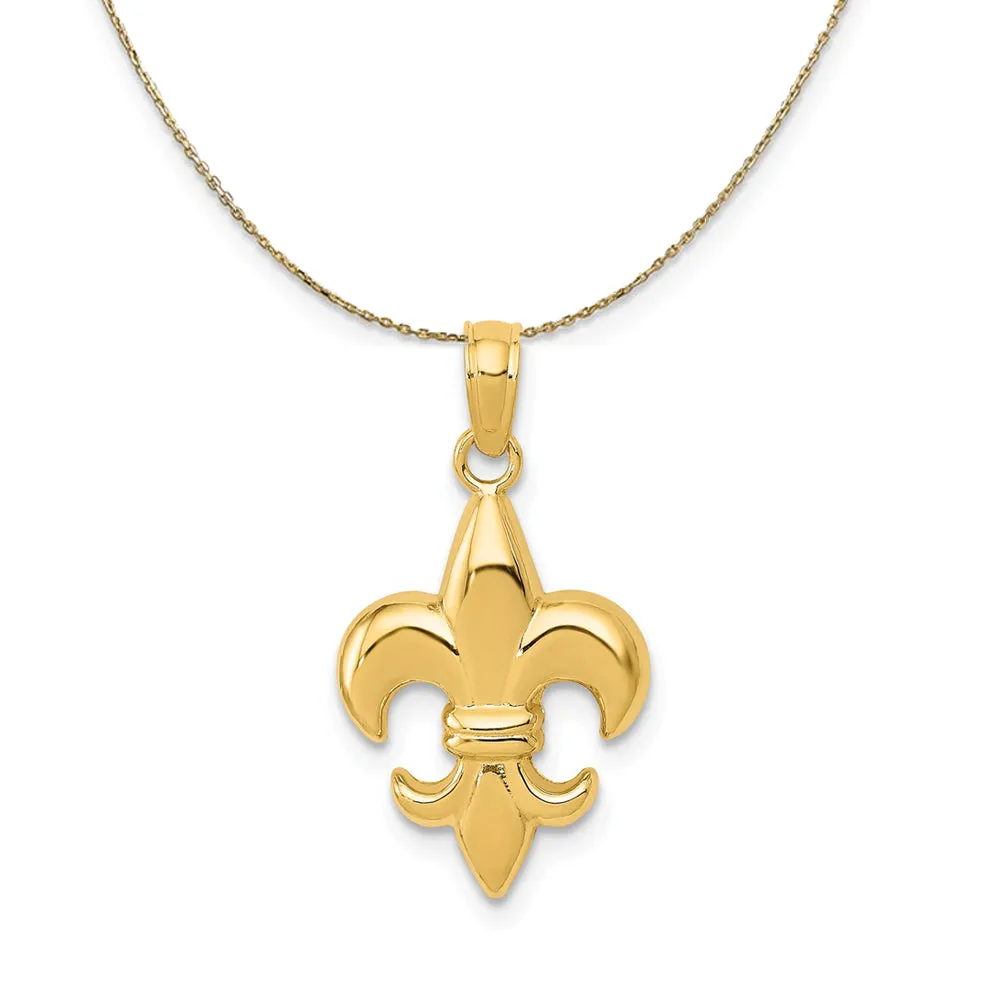 14k Yellow Gold Small Polished Fleur De Lis Necklace