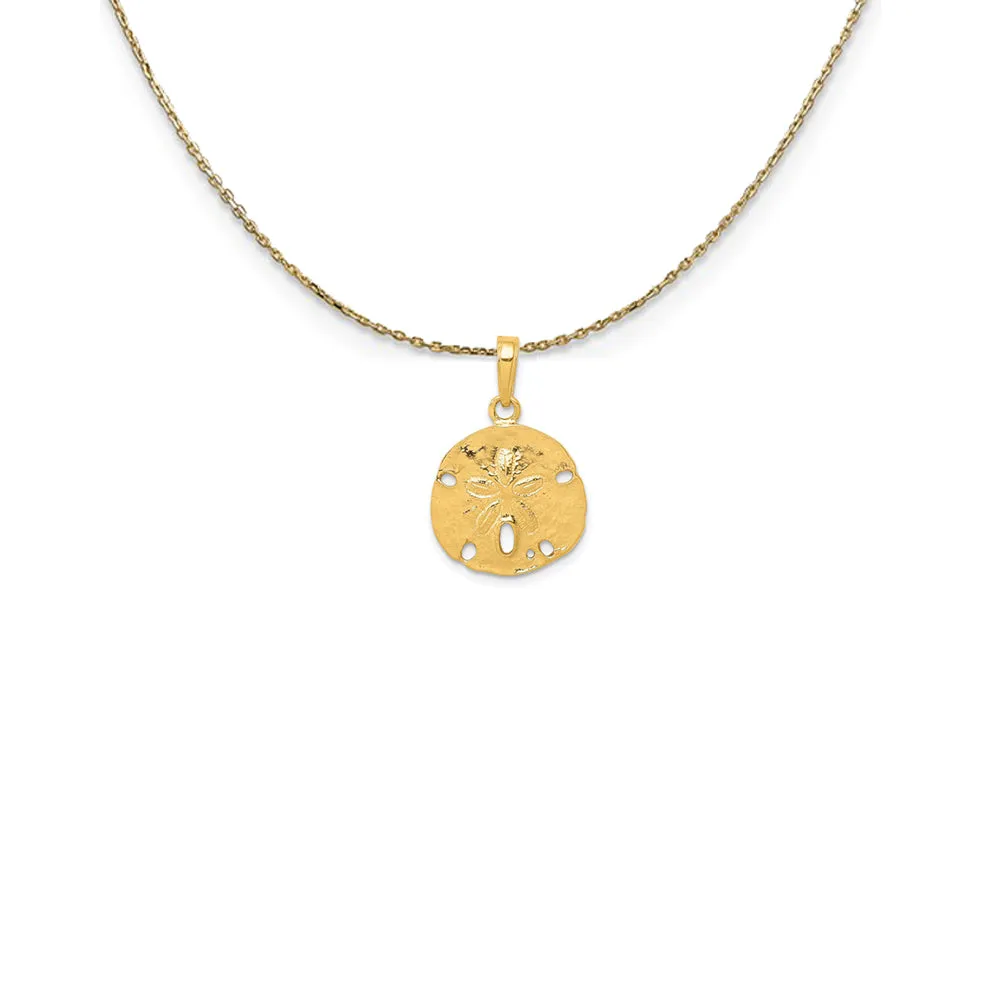 14k Yellow Gold Textured Sand Dollar Necklace