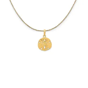 14k Yellow Gold Textured Sand Dollar Necklace