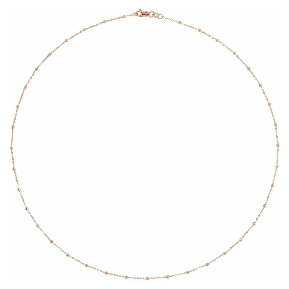 1.7mm 14K Rose Gold Beaded Cable Chain Necklace