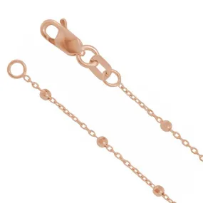 1.7mm 14K Rose Gold Beaded Cable Chain Necklace