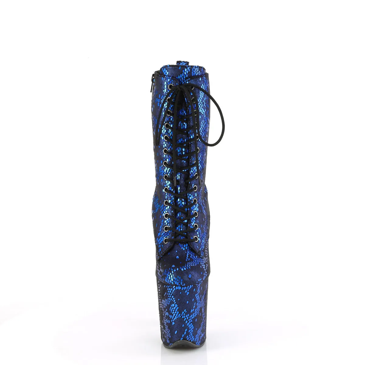 8 Inch Heel FLAMINGO-1040SPF Blue Snake Print Fabric