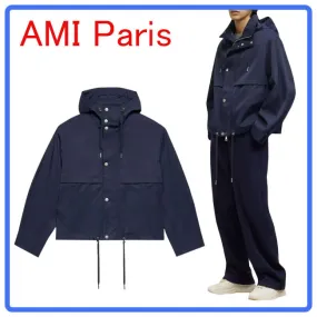 AMI PARIS  |Long Sleeves Plain Cotton Hoodies & Sweatshirts