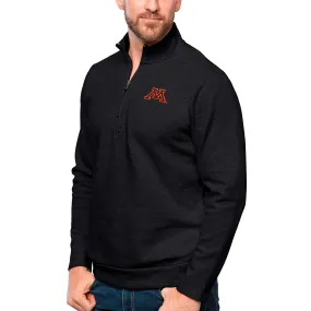 Antigua Minnesota Golden Gophers Heather Black Gambit Quarter-Zip Pullover Top