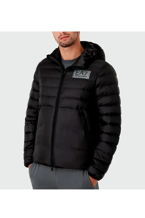 Armani EA7 Padded Puffer Jacket Hooded Black