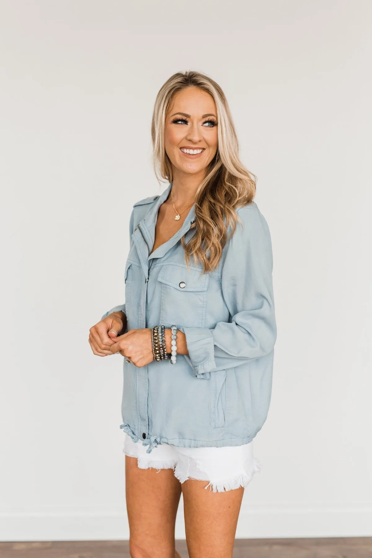 Aspire To Be Authentic Lightweight Jacket- Light Denim