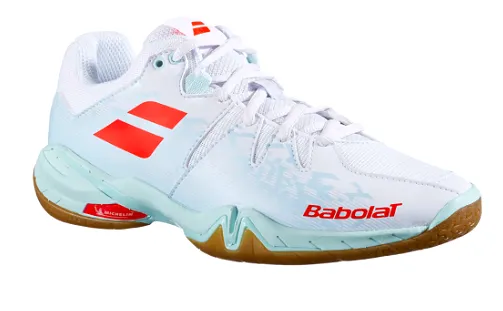 Babolat Shadow Spirit Women's Indoor Court Shoes [White/Light Blue]