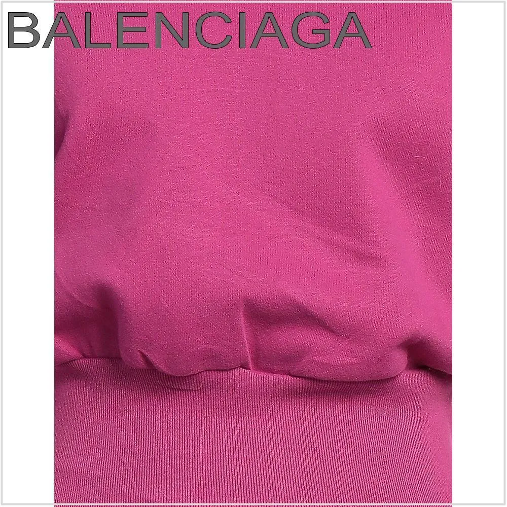 BALENCIAGA  |Long Sleeves Plain Cotton Logo Hoodies & Sweatshirts