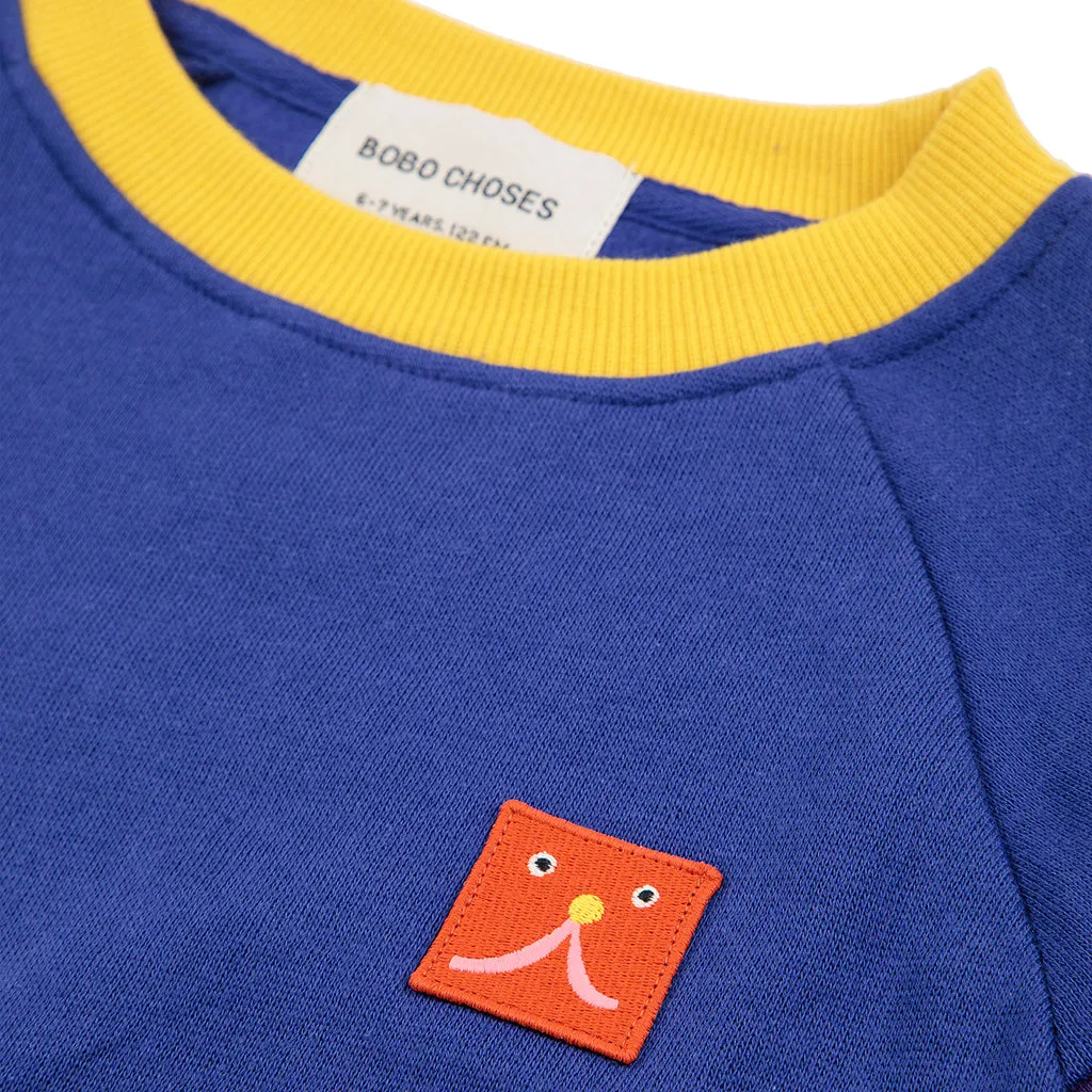 Bobo Choses Child Funny Face Patch Sweatshirt Blue