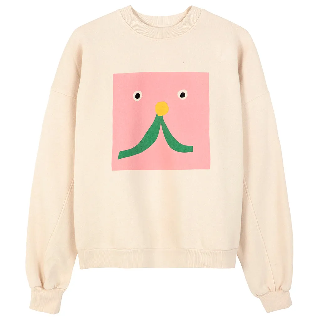 Bobo Choses Woman Sweatshirt Abstract Cat Smile Print Cream