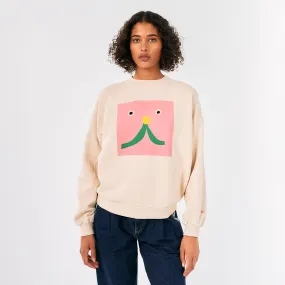 Bobo Choses Woman Sweatshirt Abstract Cat Smile Print Cream