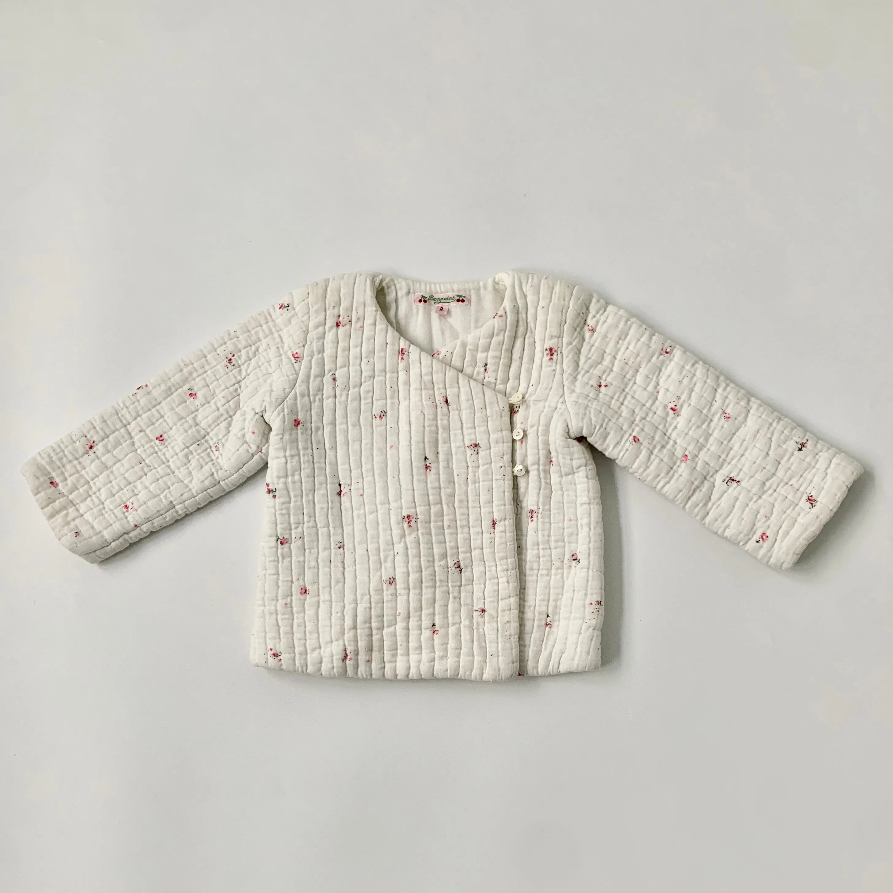 Bonpoint White Rose Print Jacket: 2 Years