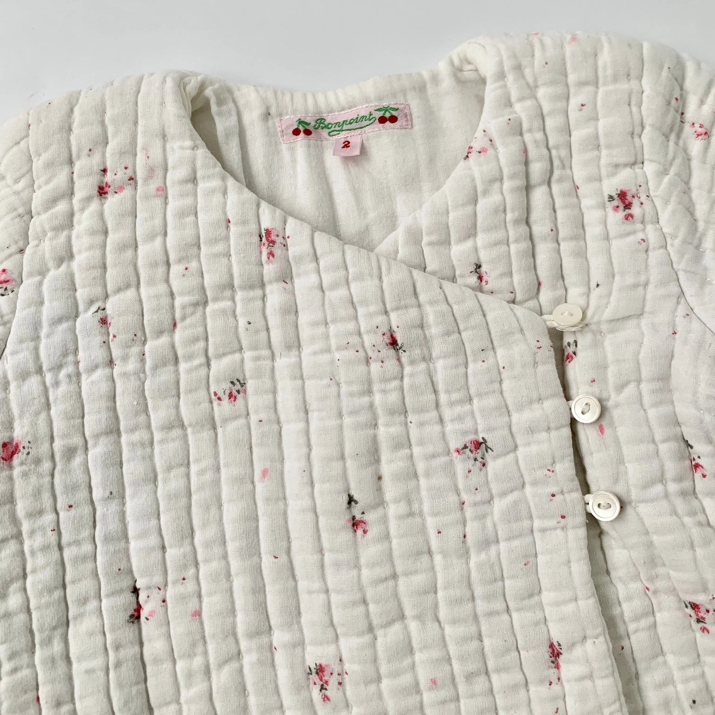 Bonpoint White Rose Print Jacket: 2 Years