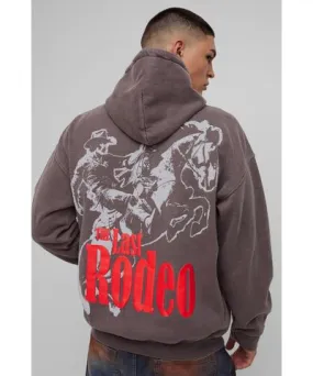 boohoo Mens Rodeo Western 3D Print Washed Hoodie