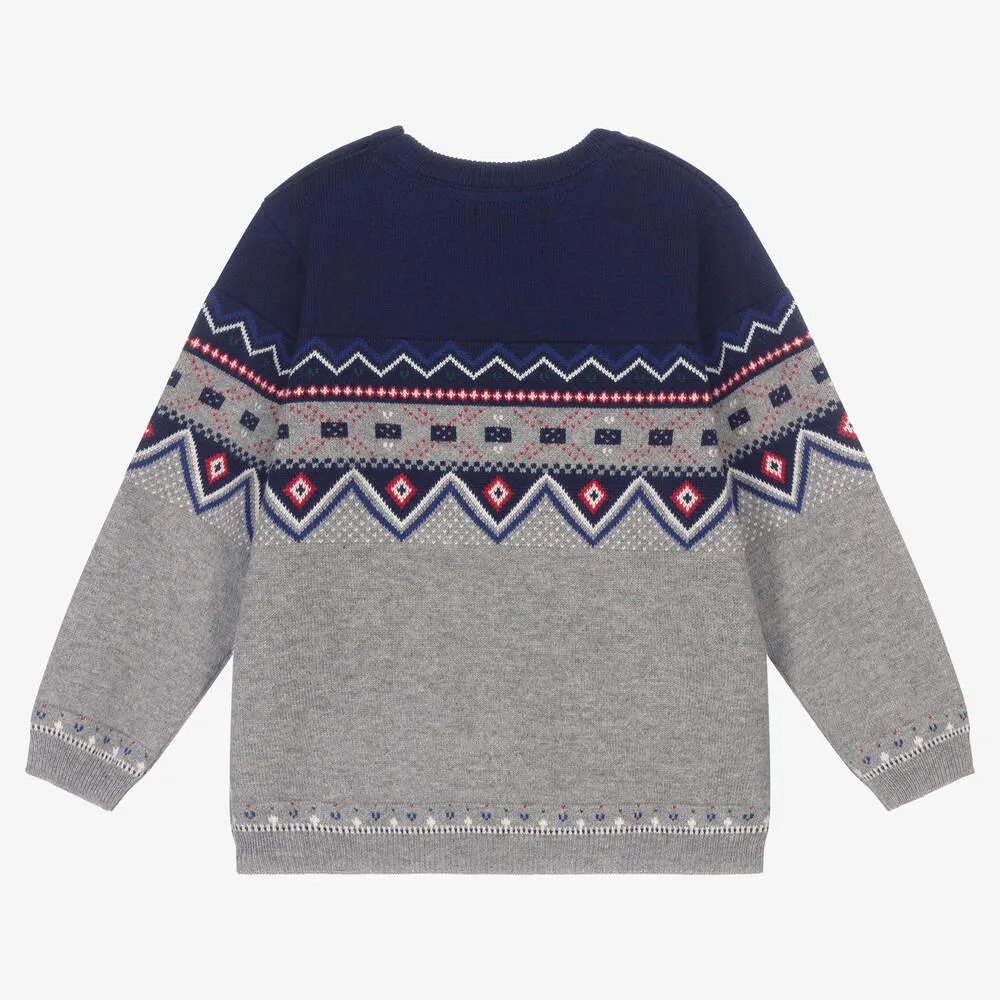 Boys Grey & Blue Sweater