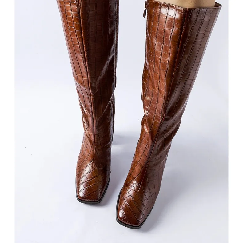 Brown insulated high-heeled boots by Ferruccio