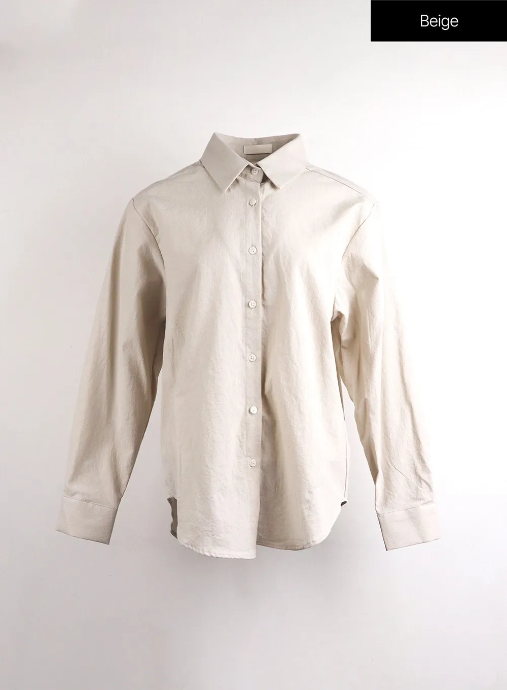 Button-Up Long Sleeve Solid Blouse OJ417