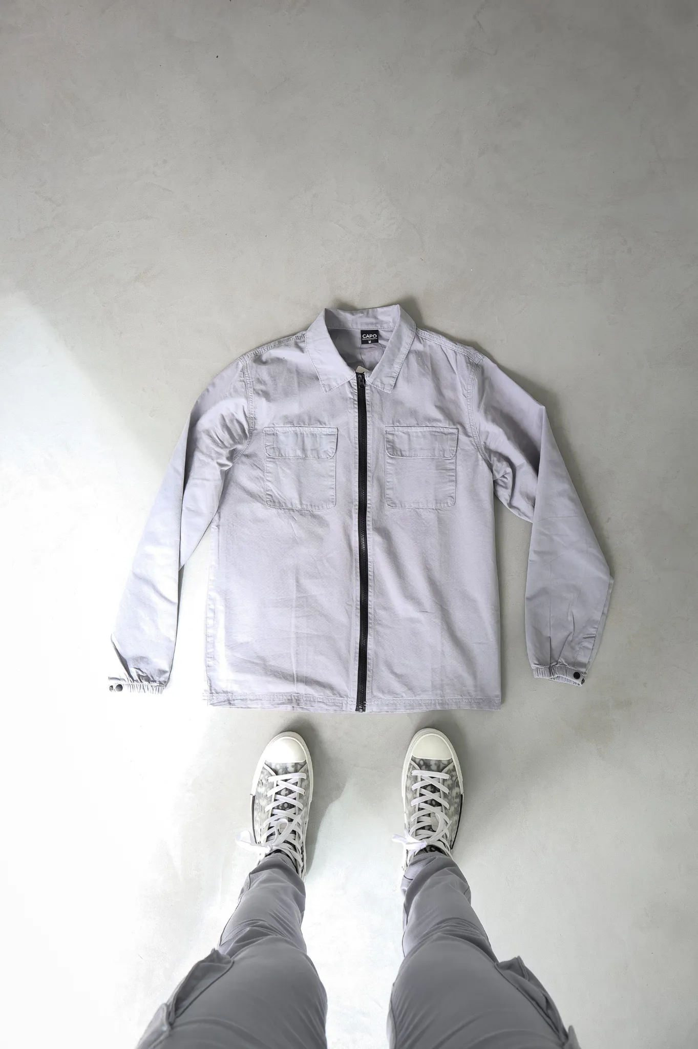 Capo DYED Cotton Cargo Jacket - Light Grey