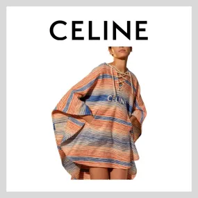 CELINE  |Dolman Sleeves Cotton Logo Outlet Hoodies & Sweatshirts