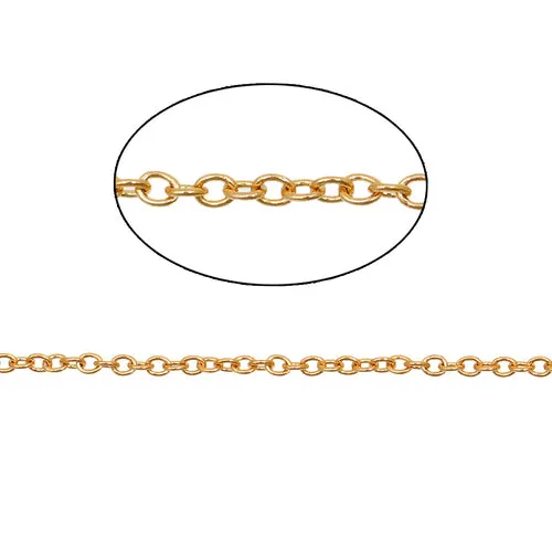 Chain, 304 Stainless Steel, Cable Chain, Soldered, Oval, Gold Plated, 2x1.5mm