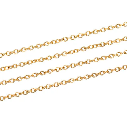 Chain, 304 Stainless Steel, Cable Chain, Soldered, Oval, Gold Plated, 2x1.5mm