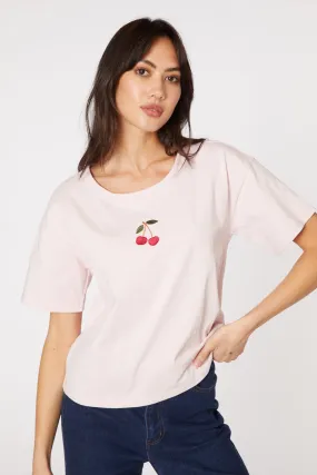 Cherry Embroidered Tee