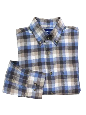 Country Look - Galway Linen Blend Shirt - Coffee/Blue Check