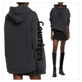 Courreges  |Unisex Long Sleeves Plain Cotton Logo Hoodies & Sweatshirts