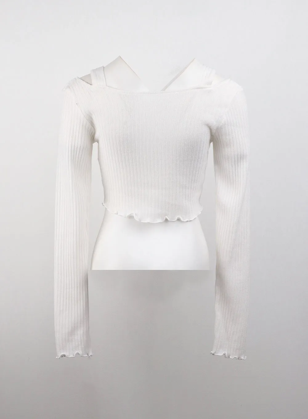 Cut Out Buttoned Long Sleeve Crop Top CJ408