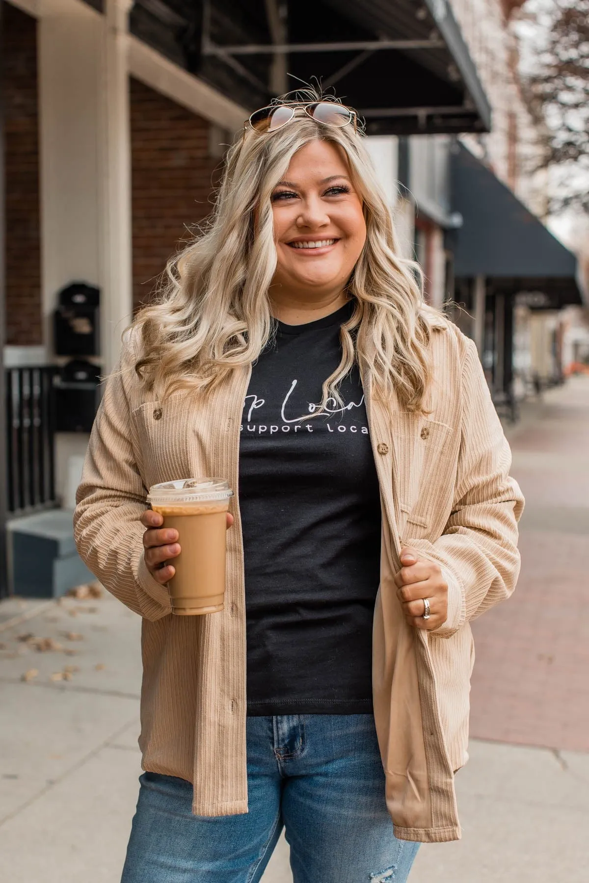 Cute Little Thing Corduroy Button Jacket- Oatmeal