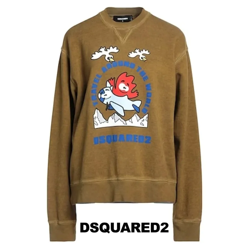 D SQUARED2  |Long Sleeves Cotton Logo Hoodies & Sweatshirts