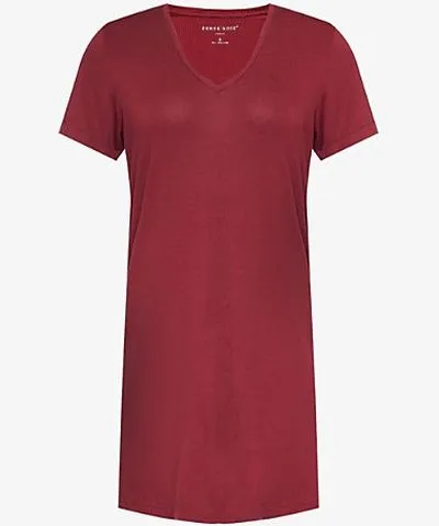 Derek Rose Womens Burgundy Lara V-neck sleep jersey T-shirt